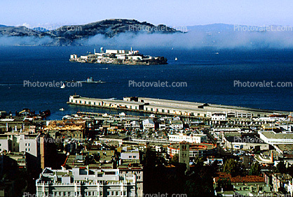 Alcatraz Island, Piers, Docks, Angel Island, Fog, 1967, 1960s