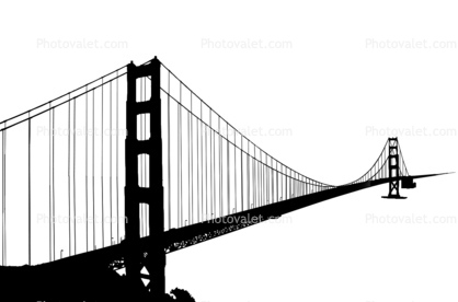 Golden Gate Bridge silhouette, logo, shape