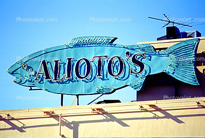 Aliotos Fish, neon, building, detail