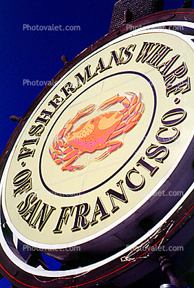 Fishermans Wharf icon, signage, symbol, detail, crab, Fisherman's Wharf Sign, logo, steering wheel