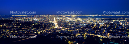 Market Street, downtown, Panorama, from Twin Peaks