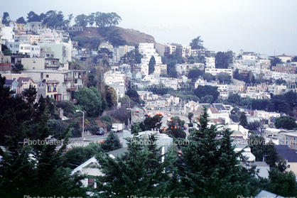 Hills, Homes, buildings, trees