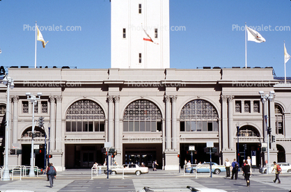 Ferry Building with flags