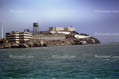 buildings, water tower, August 1966, Alcatraz Island, 1960s