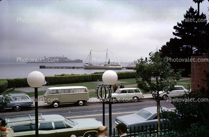 Aquatic Park, Volkswagen Van, cars, Hyde Street Pier, automobile, vehicles, June 1970, 1970s