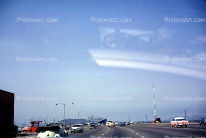 heading to the Bay Bridge, cars, traffic, automobile, vehicles, August 1962, 1960s