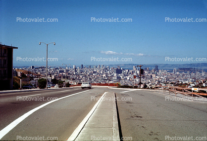 Market Street, Diamond Heights, skyline, Car, Vehicle, 1960s