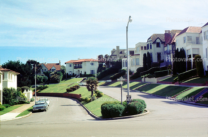 Sea Cliff, Seacliff, street, car, buildings, home, house, residential, 1966, 1960s