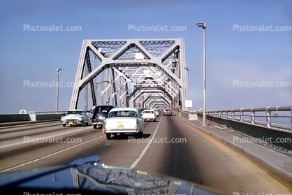 Crossing the Bridge, Two Way Traffic, Vehicles, cars, traffic, 1957, 1950s