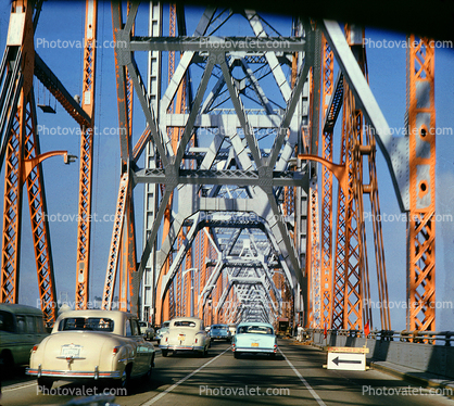 Crossing the Bridge, Two Way Traffic, cars, 1957, 1950s