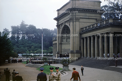 Band Shell, Music Concourse, Golden Gate Park, military men, 1950s