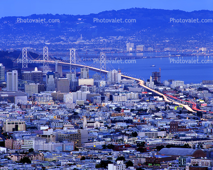 Highway 101, Cityscape, skyline, building, skyscraper, Downtown, San Francisco Oakland Bay Bridge