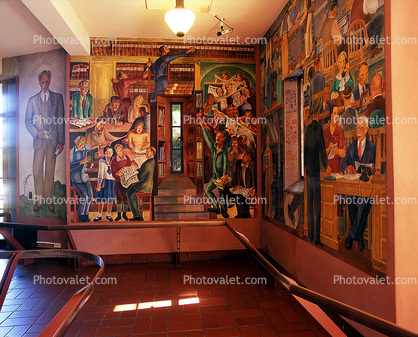 Coit Tower, WPA Murals, Wall Art, building, detail