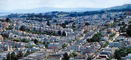 the Castro District, view from Buena Vista Hill, urban sprawl, Panorama