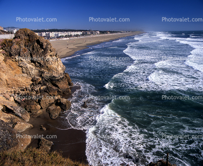 Ocean Beach, cliffs, sand, waves, Great Highway, Ocean-Beach
