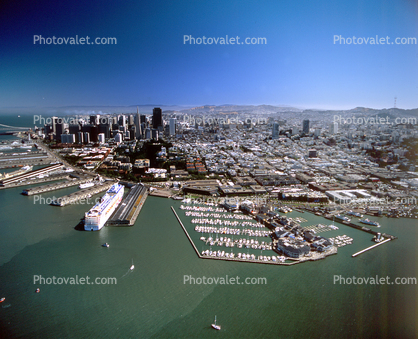 Pier-39, docks, harbor, boats, The Embarcadero, Cityscape, skyline, building, downtown, skyscrapers