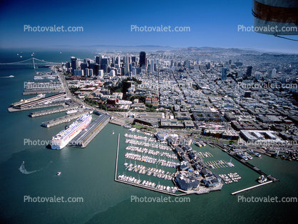 The Embarcadero, Pier-39, docks, piers, boats, marina, Cityscape, skyline, building, downtown, skyscrapers
