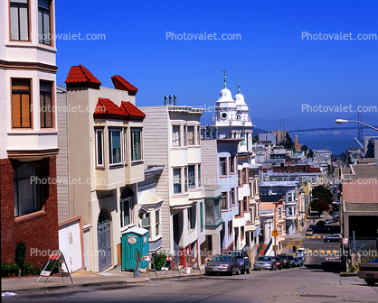 Pacific Heights, buildings, Steep Hill, Cars, Vehicles
