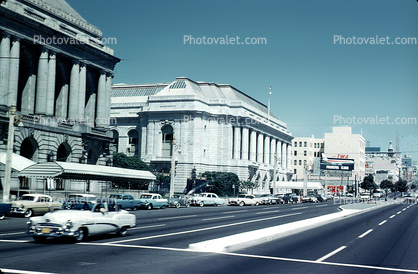 Cars, Opera House, Van Ness Avenue, TWA Billboard, Vehicles, June 1960, 1960s