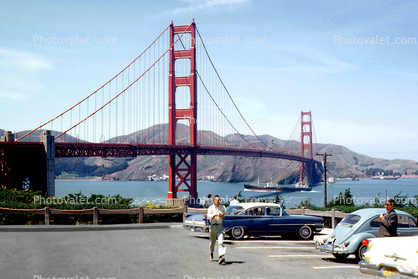 Cars, Automobiles, Vehicles, Golden Gate Bridge, parked cars, Buick, June 1960, 1960s