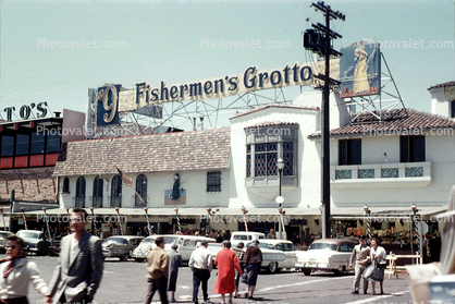 Fishermans Grotto 9, landmark building, automobile, vehicle, cars, June 1960, 1960s