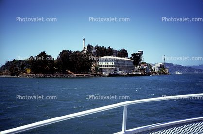 Alcatraz Island, buildings, dock, June 1984, 1980s