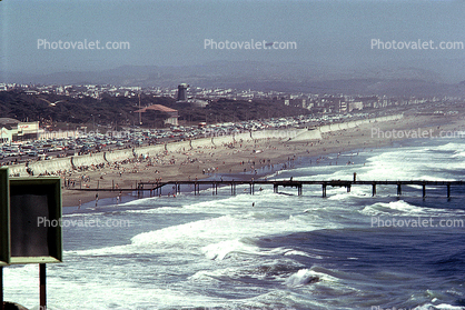 Ocean Beach, Waves, Golden Gate Park, Pier, parked cars, playland, Great Highway, Ocean-Beach, 1950s