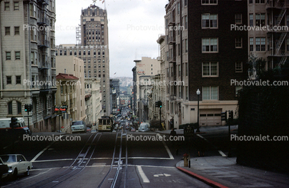 Powell Street, cars, hill, 1968, 1960s