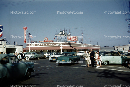 Chevy Bel Air, People, crosswalk, Exposition, 1950s