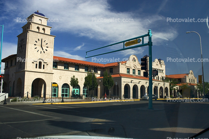 Clock Tower, Route-66, Albuquerque, outdoor clock, outside, exterior, building