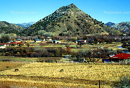 Mountain Peak, Cone, Farmfield, house