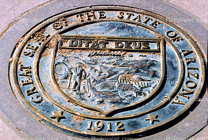 Great Seal of the State of Arizona, Medallion, Four Corners Monument, Round, Circular, Circle