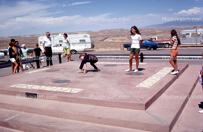 girl, female, trailer, platform, man, boy, fun, marker, guy, Four Corners Monument