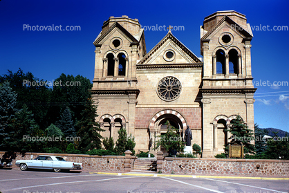 Cathedral Basilica of Saint Francis of Assisi, Saint Francis Cathedral, Santa-Fe, 1960s, Cars, vehicles, Automobile