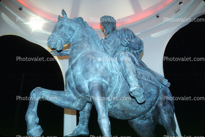 Caeser on a Horse, Statue, Caesers Palace, Night, Nighttime, Neon Lights