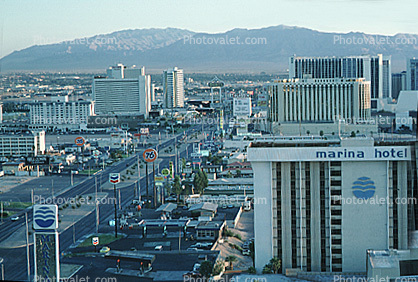 Early Morning Las Vegas Strip, Casinos,  Marina Hotel, building, street, boulevard