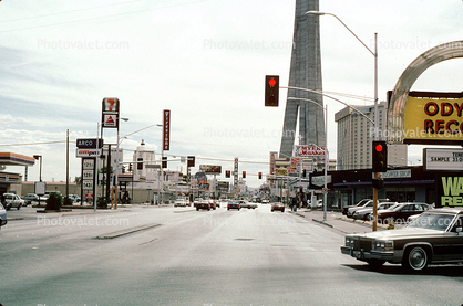base of the Stratosphere, street, signs, Cars, vehicles, Automobile