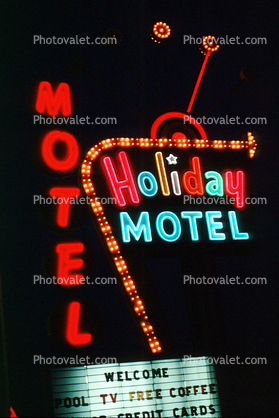Holiday Motel, Casino, Night, Nighttime, Neon Lights