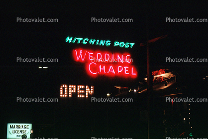 Hitching Post, Wedding Chapel, Casino, Night, Nighttime, Neon Lights