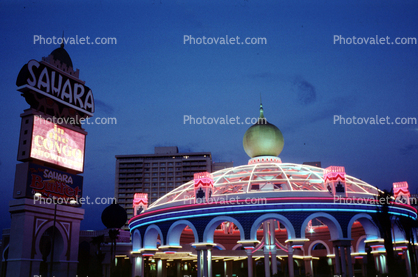 Sahara Hotel, building, dome, neon lights