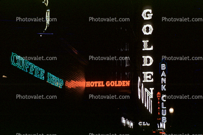 Hotel Golden Signage, Hotel, Night, Nighttime, neon lights