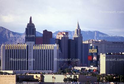Cityscape, Skyline, Buildings, Hotel, Casinos, mountain range