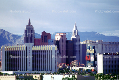 Cityscape, Skyline, Buildings, Hotel, Casinos, mountain range