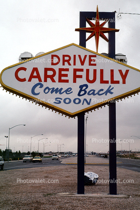 Drive Carefully - Come Back Soon, Las Vegas Welcome Sign, Welcome Las Vegas, Sign, Signage, Daytime, The Strip