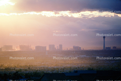 The Stratosphere hotel, casino, tower, Cityscape, Skyline, Buildings, Sunset