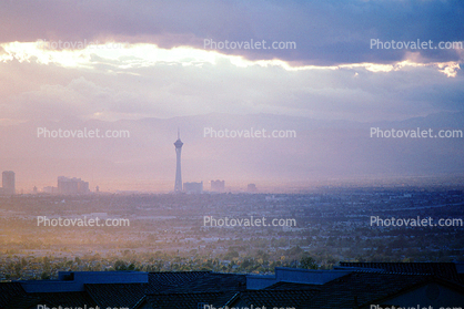 The Stratosphere, hotel, casino, building, tower, Cityscape, Skyline, Sunset