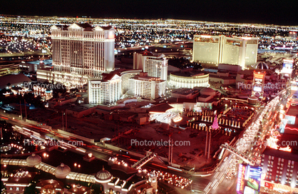 The Strip, Night, Nighttime, Neon Signs, buildings, casino, street, Las Vegas Blvd