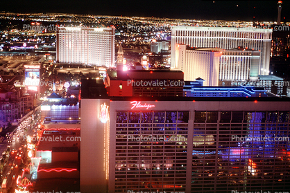 The Strip, Night, Nighttime, Neon Signs, buildings, casino, street, Las Vegas Blvd