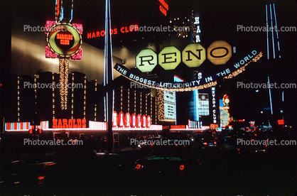 Reno Sign, Arch, Mod style, Downtown, 1966, 1960s