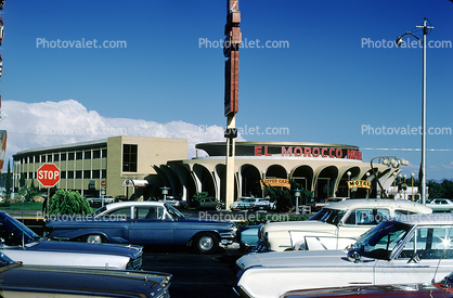El Morocco, Cars, Parking Lot, buildings, automobile, vehicles, 1967, 1960s